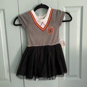 Gray and Black Kids Dress with Crest